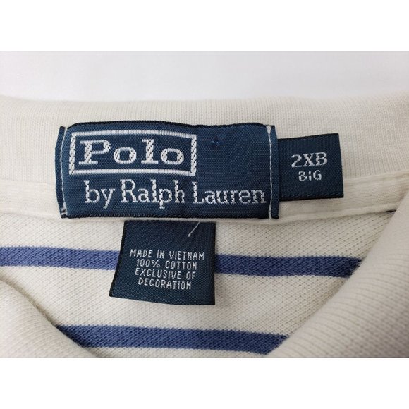 Polo By Ralph Lauren Mens Shirt Polo Short Sleeve Collared Striped White 2XB Big - Picture 5 of 9